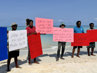The peaceful protest over the leasing of V. Bodufinolhu for resort development, was staged on Thursday