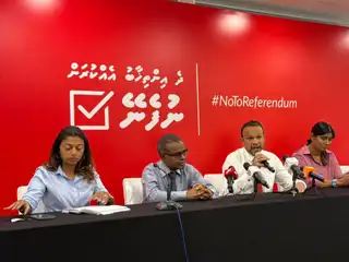 Press conference held Sunday titled "Opposing the Synchronization of Two Elections." | RaajjeMV