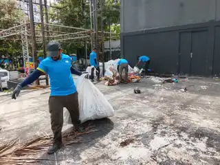 A scene from a cleaning operation conducted by the Male' City Council in an area of the capital.