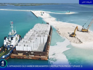 The Hithadhoo Old Harbor Breakwater Construction Project (Phase 2) is well underway