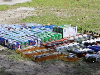 The bottles of alcohol that were destroyed