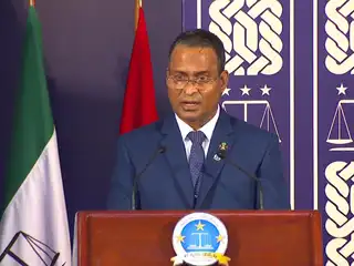 Chief Justice Ahmed Muthasim Adnan delivers his address at the ceremony held to inaugurate the judicial year. | Screen Image