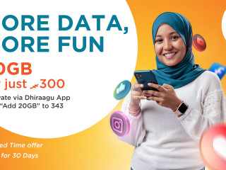 Dhiraagu has commenced a special promotion for their prepaid customers offering them 20GB for MVR 300