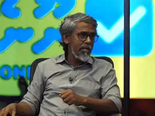 Hussain Ziyad, the Member of Parliament for the Vaikaradhoo constituency, delivers his remarks during the "Noonekey" campaign program. | RaajjeMV