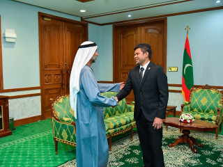 The President of the GCTP Ahmed bin Mohammed Al Jarwan calls on Vice President Hussain Mohamed Latheef