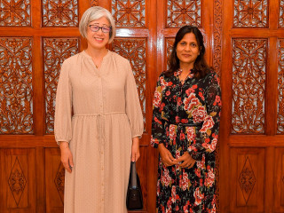 The Ambassador of Japan to the Maldives Takeuchi Midori, paid a courtesy call on First Lady Fazna Ahmed