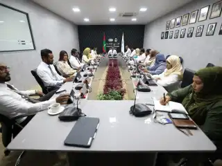 A scene from a meeting of the Male' City Council.