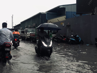 Flooding caused by heavy rain showers