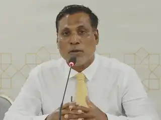 Member of Parliament Shamheed speaks at a press conference hosted by the MDP.