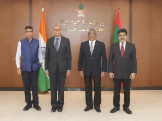 Defence Secretary of India, called on Minister of State for Foreign Affairs Khaleel on Monday