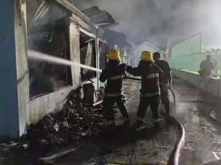 The entire block at the Gaafu Alif Atoll Education Centre has been completely destroyed following a devastating fire. | MNDF