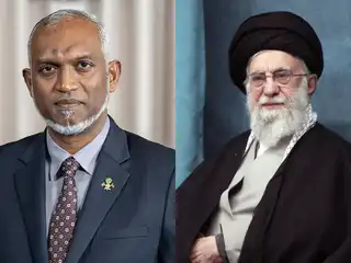 Iran's Supreme Leader Khamenei and the President of the Republic of Maldives, Dr. Muizzu.