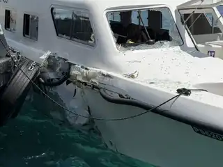 A serious collision between an MPL tugboat and a speedboat has resulted in extensive damage to the speedboat. | Iruvaru