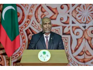 President Muizzu delivers his address at the official ceremony marking this year's Independence Day.