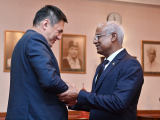 The Minister of State for Foreign Affairs of Japan, Takei Shunsuke and President Ibrahim Mohamed Solih