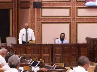 Dr. Mohamed Shaheem Ali Saeed attends Parliament to respond to questions from members.