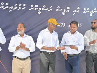 President Solih inaugurating the completed powerhouse and FENAKA office building in Naalaafushi island