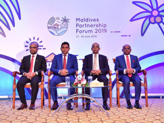 President Solih, his deputy Naseem and some cabinet ministers at the forum