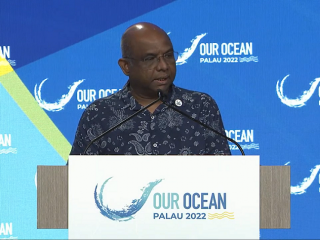 Abdulla Shahid at 'Our Oceans 2022' in Palau