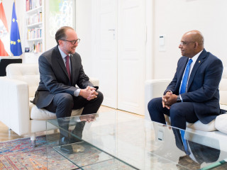 UNGA President-elect, Minister of Foreign Affairs Abdulla Shahid with Foreign Minister of Austria, Alexander Schallenberg