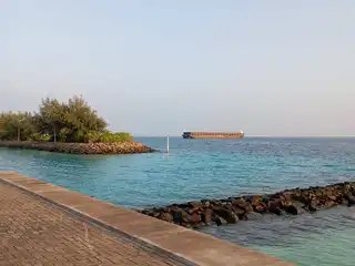 An MTCC barge arrives to collect the sand and gravel brought for the development of F. Magoodhoo Airport. | RaajjeMV