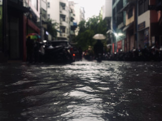 Flooding caused by heavy rain showers