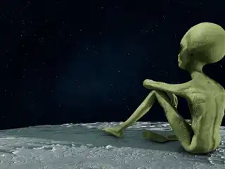 އެހެން ޕްލެނެޓެއްގައި ތަފާތު ބާވަތެއްގެ މަޚްލޫގެއް އިށީނދެގެން އިންނަ ޚިޔާލީ މަންޒަރެއް.