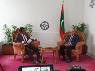 RaajjeMV reporter with Director General of the National Counter-Terrorism Center (NCTC), Brigadier Zakariyya Mansoor