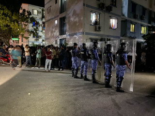 Police outside china flats in Hulhumale\'