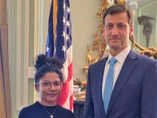 Shaufa Saeed with at the US embassy in Colombo