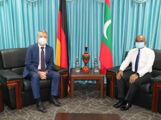 Ambassador of Germany to the Maldives, Jörn Rohde with FM Shahid