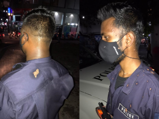 އިދިކޮޅުން ބޭއްވި މުޒާހަރާގައި ފުލުހެއްގެ ގަޔަށް ހައްޕުޑު ޖަހާފައި؛ އިދިކޮޅުން ވަނީ މިކަން ދޮގުކޮށްފައި