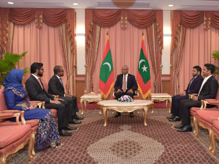 President Ibrahim Mohamed Solih with Fathuhulla Jameel, Asma Shafeeu and Hussain Fiyaz Moosa