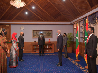 New members of the  Human Rights Commission of the Maldives assuming their responsibilities for the commission's fifth term