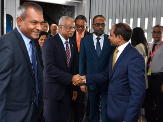 President Solih arrives in Mauritius