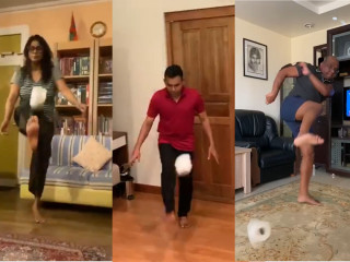 ނައިބު ރައީސް އާއެކު ވަޒީރުންނާއި، މެމްބަރުން \"ސްޓޭ އެޓް ހޯމް ޗެލެންޖު\" ގައި ބައިވެރިވެއްޖެ