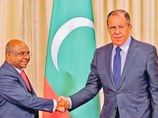 ރަޝިޔާގެ ފޮރިން މިނިސްޓަރ ސަރްގޭ ލަވްރޯފް އަދި ފޮރިން މިނިސްޓަރ އަބްދުﷲ ޝާހިދު