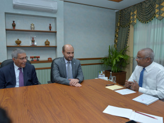 President Solih meeting with Dr Abdul Hamid Al Khaleefa, the Director-General of OPEC Fund