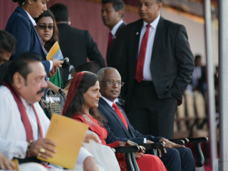 President Ibrahim Mohamed Solih and First Lady Fazna Ahmed at Sri Lanka\'s 71st Independence Day celebrations, where the former was the guest of honour