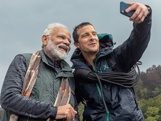 ބޮޑުވަޒީރު ނަރެންދްރަ މޯދީ އާއި ޓީވީ ޕްރެޒެންޓަރ ބެއަރ ގްރިލްސް