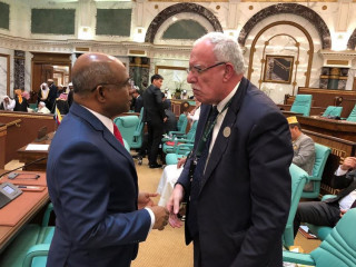 Minister Shahid with Foreign Minister of State of Palestine