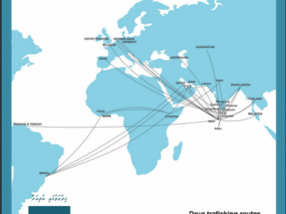 2013-2018 އަށް ރާއްޖެއަށް މަސްތުވާތަކެތި އެތެރެކުރި ގޮތް ދައްކުވައިދޭ މެޕް