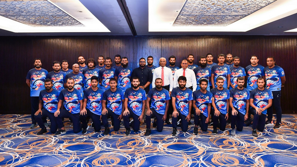 President Ibrahim Mohamed Solih meets the National Football Team at Hotel Jen