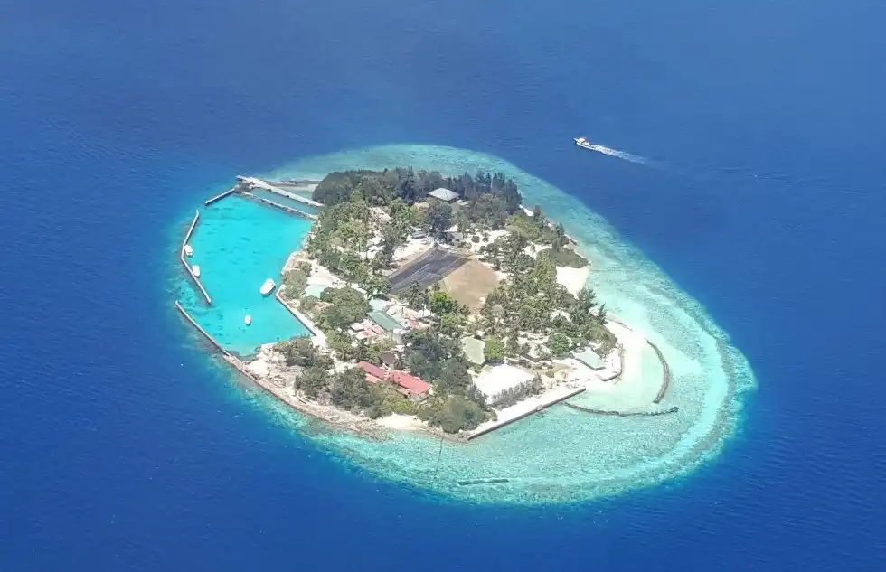 An aerial view of Aarah island.