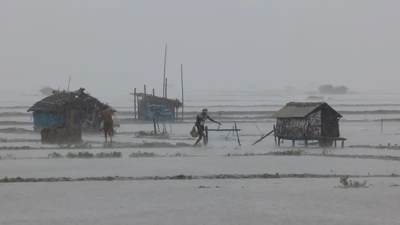 ސައިކްލޯން ރެމާލް ގެ ސަބަބުން ފެންބޮޑުވެފައިވާ، ކަކުނި އަދި ޝްރިމްޕް ފާރމްތައް ކައިރިން ބަޔަކު ހިނގާފައި ދަނީ