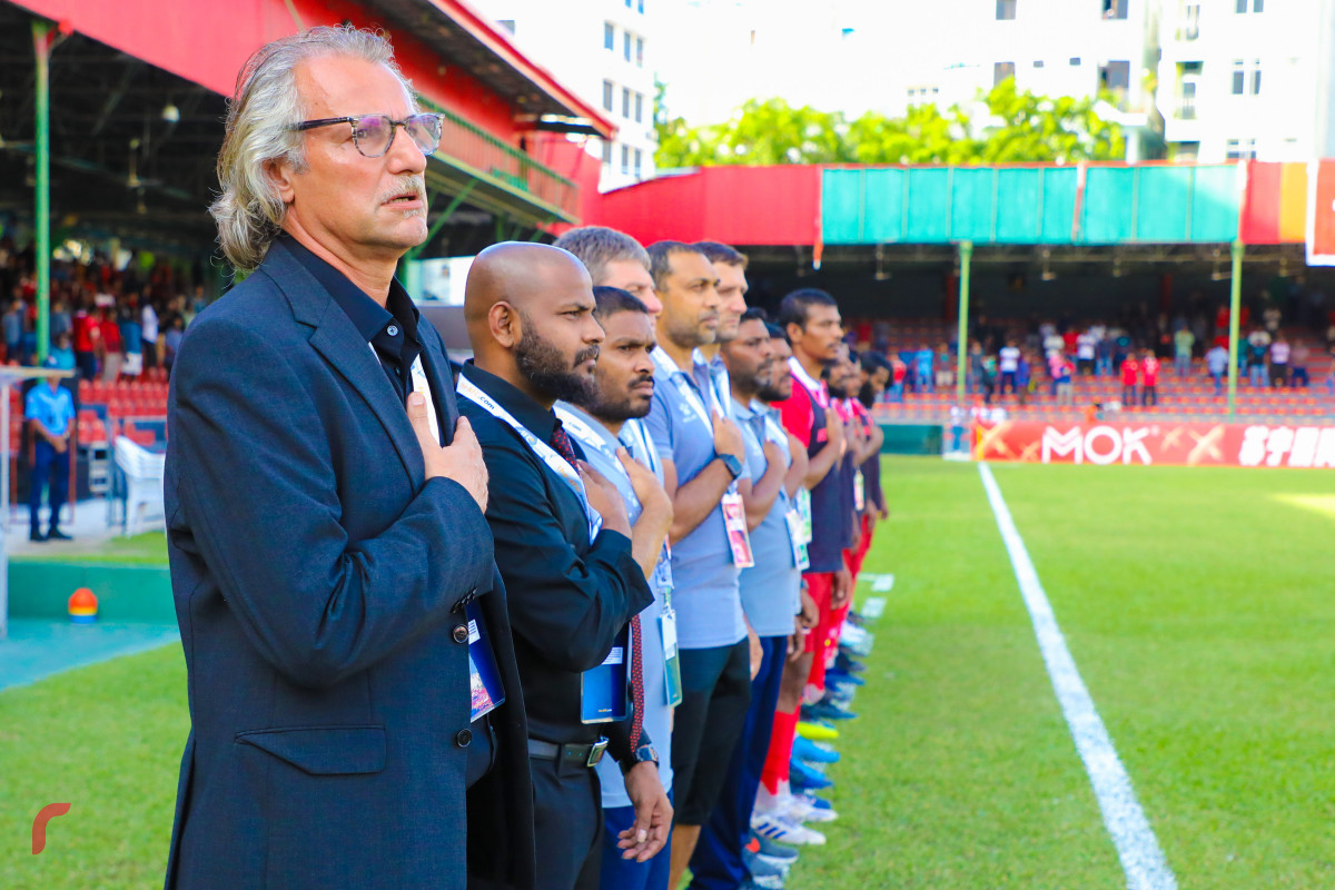 ވޯލްޑްކަޕް ކޮލިފައިން ދިވެހިރާއްޖެ އާއި ފިލިޕީންސް ބައްދަލުކުރި މެޗުގެ ތެރެއިން -- ފޮޓޯ: ރާއްޖެ.އެމްވީ