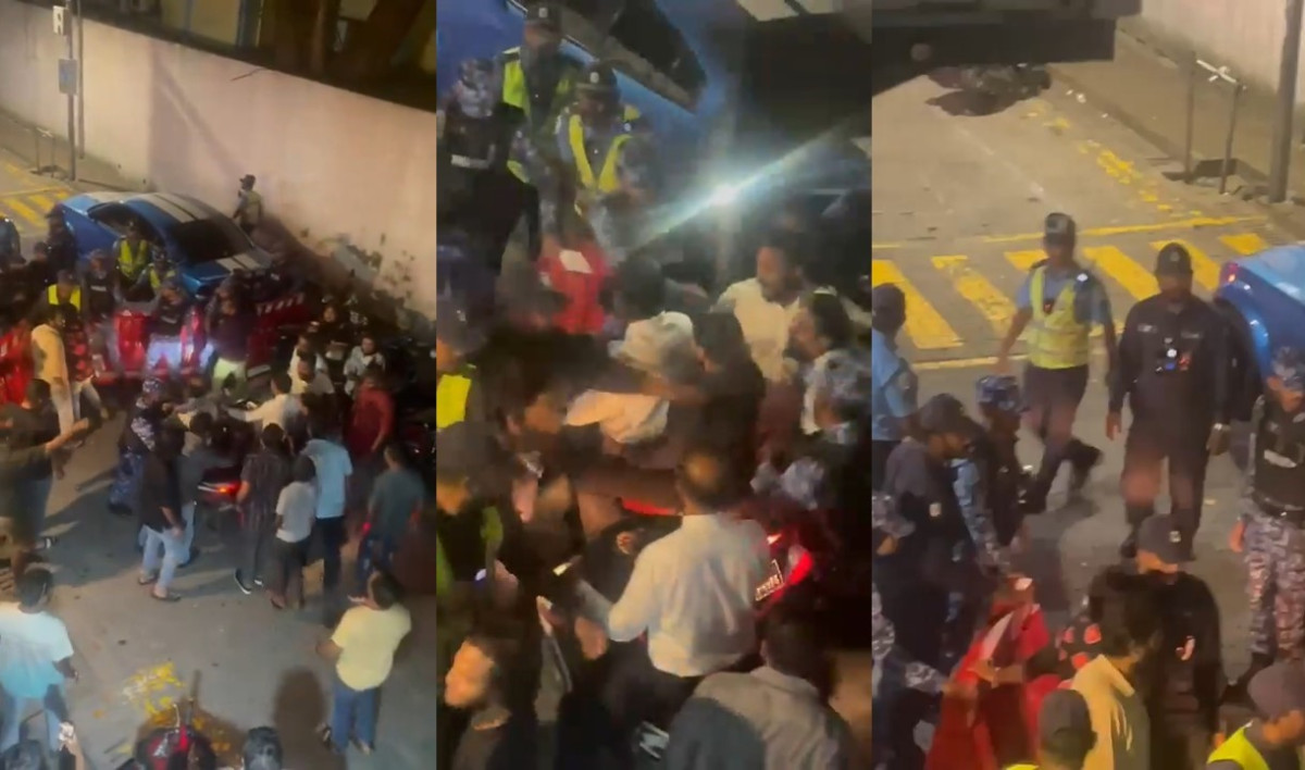 މެންބަރު ރޮޒައިނާ ފިރިކަލުން މެންބަރު ނާޝިޒާއެކު މަޖިލީހަށް ދިޔަ މަގުމަތީގައި މުޒާހަރާކުރި މީހުން އޭނާއަށް ފުރައްސާރަކުރަނީ