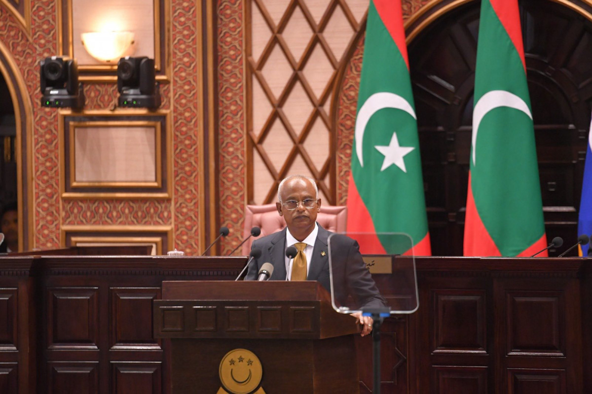 President Ibrahim Mohamed Solih delivering his fifth presidential address at the People's Majlis
