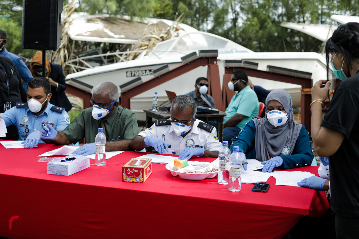 26 ޖޫން 2019: ފުލުހުންގެ ބެލުމުގެ ދަށުގައި ހުރި 416.9 ކިލޯގެ މަސްތުވާތަކެތި ނައްތާލުން. -- ފޮޓޯ: ޝުއައިބް މުހައްމަދު