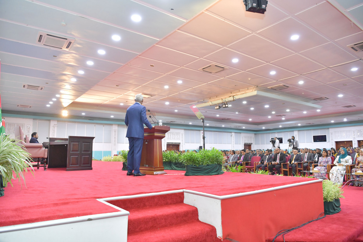 President Ibrahim Mohamed Solih delivers his first presidential address, at last year\'s Majlis inaugural session